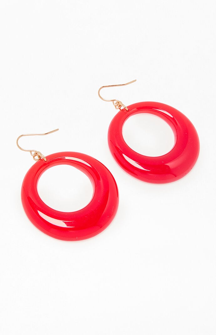 John Galt Red Round Earrings