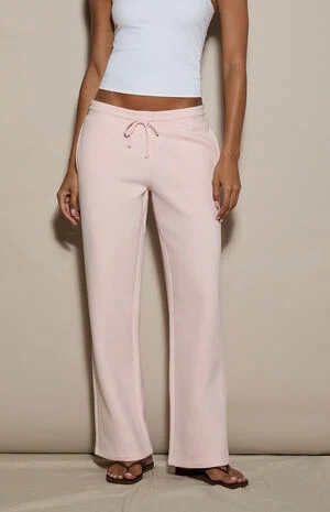 Pink Ultra Soft Fleece Straight Leg Sweatpants image number 2