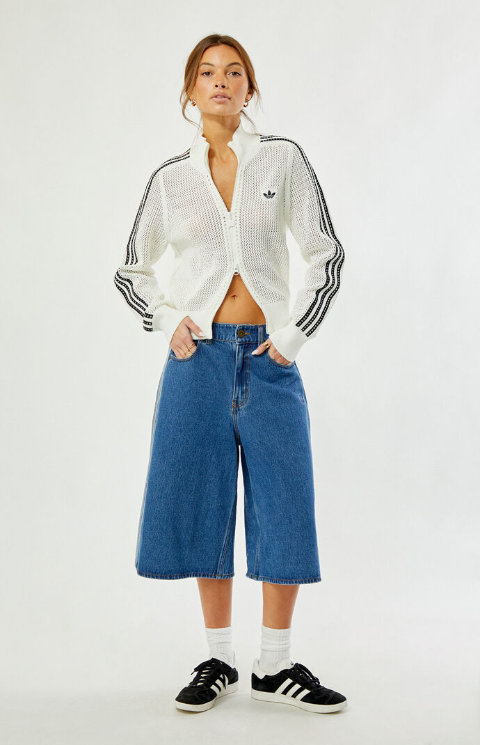 adidas Off White Crochet Track Jacket | Pacsun