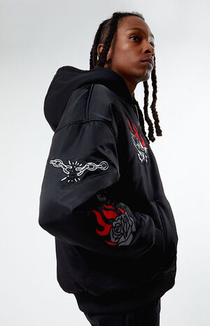 Nylon Hooded Bomber Jacket image number 3