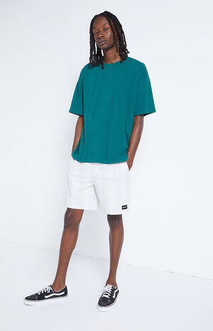 Forest Green Solid Oversized Boxy T-Shirt image number 4