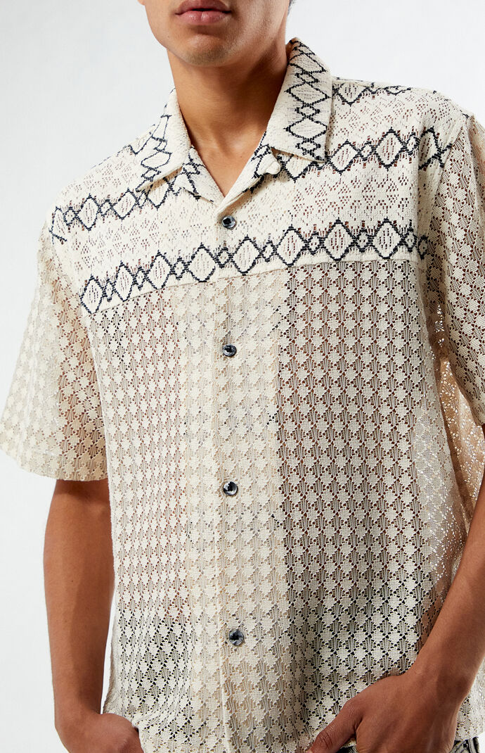 Pacsun Cream Textured Oversized Resort Camp Shirt