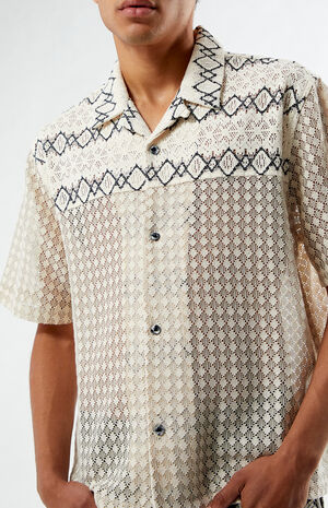 Cream Textured Oversized Resort Camp Shirt image number 2