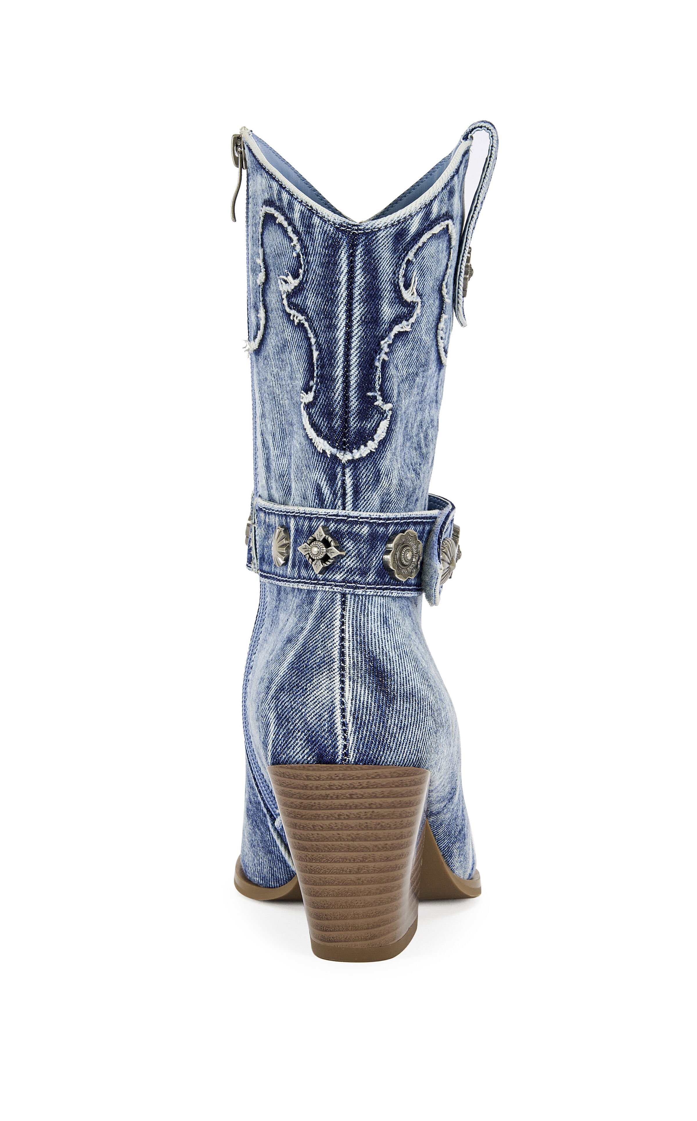 AZALEA WANG Women's Neith Denim Western Bootie