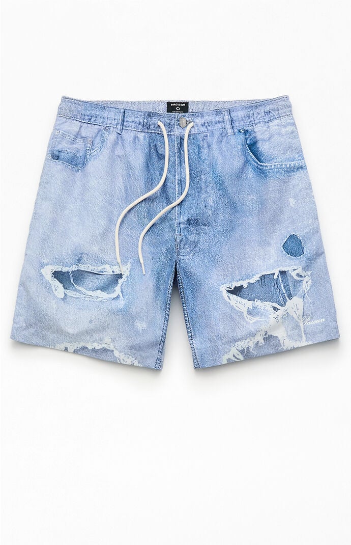 Pacsun Jean Print 7" Swim Trunks