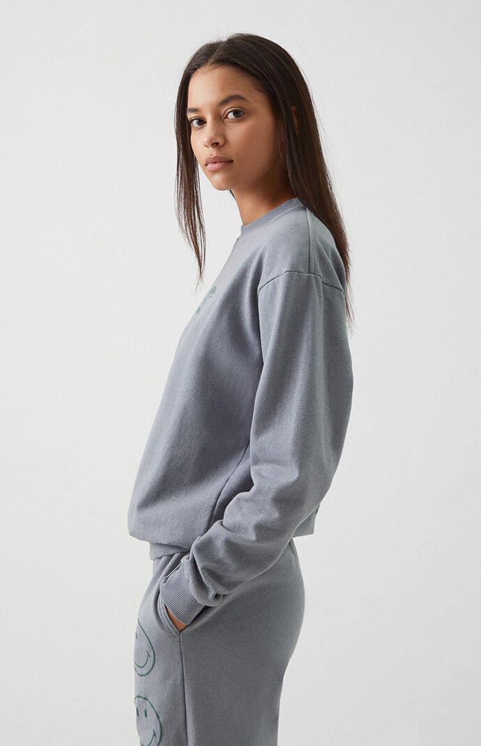 Smiley Find Happiness Crew Neck Recycled Sweatshirt