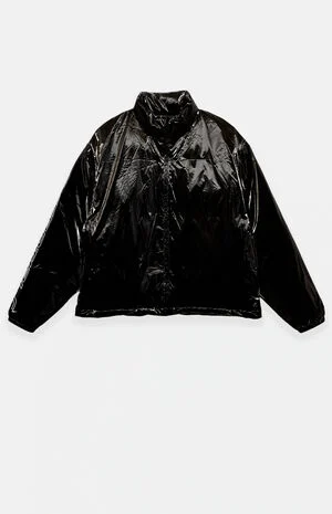 Metallic Black Puffer Jacket image number 1