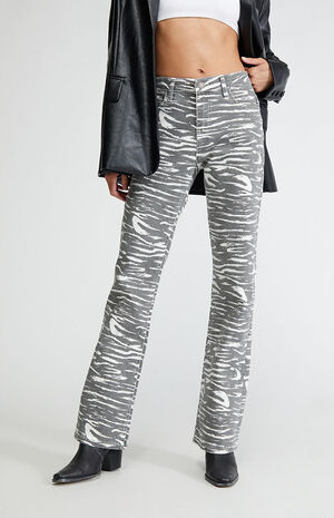 Zebra Printed Bootcut Jeans image number 2