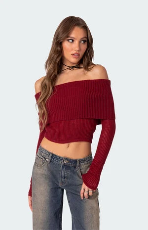 Lili Fold Over Knit Top image number 1