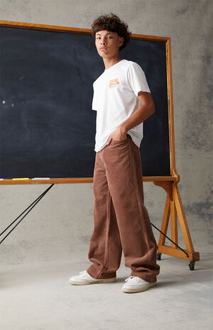 Brown Corduroy Baggy Cargo Jeans image number 1