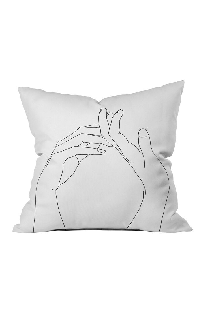 Hands Line Drawing Throw Pillow