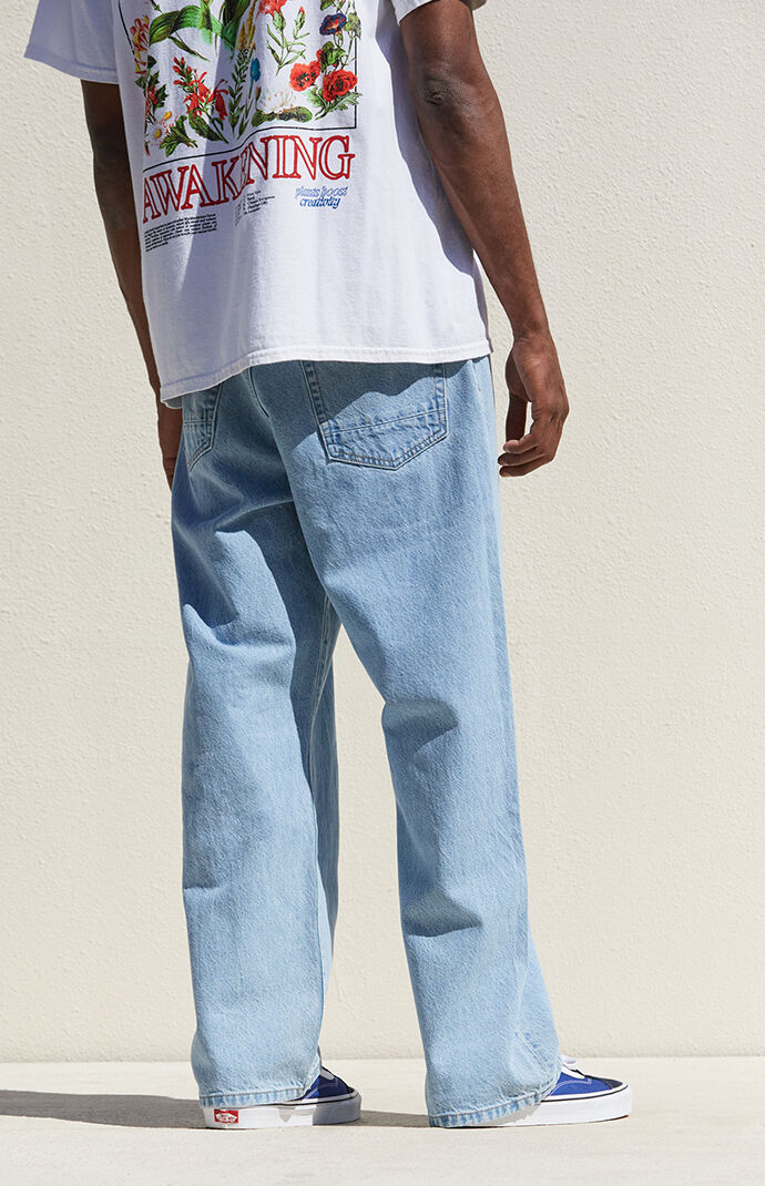 Pacsun Medium Wash Baggy Carpenter Graphic Jeans | Pacsun