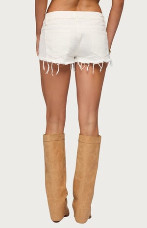 Frayed Vintage Washed Denim Shorts image number 3