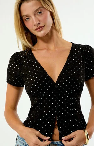Claire Short Sleeve Button Front Top image number 5