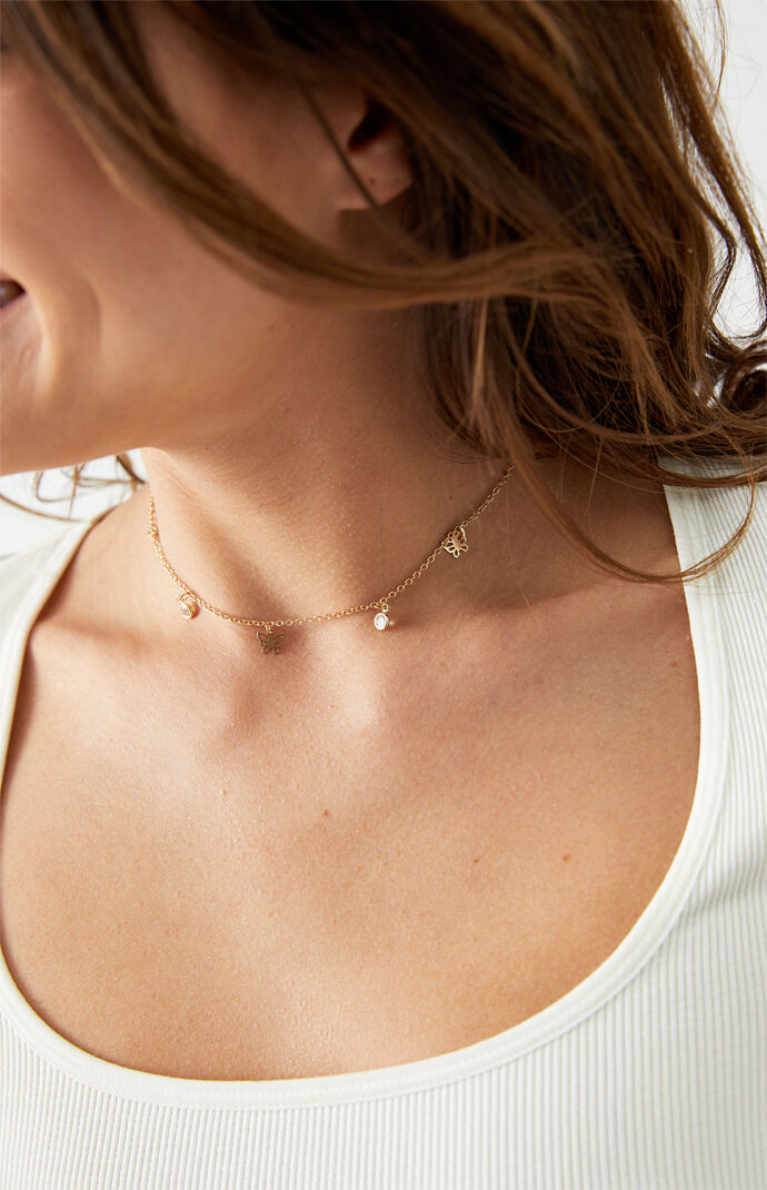 Butterfly Crystal Choker Necklace
