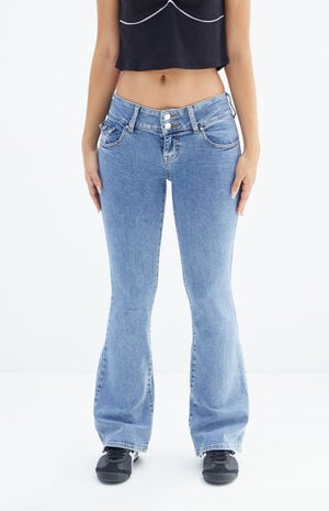 Stretch Dark Indigo Low Rise Bootcut Jeans image number 1