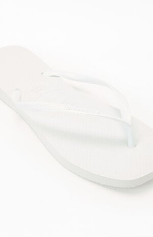 Women's White Slim Square Flip Flop Sandals image number 6