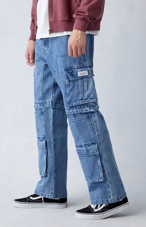Indigo Baggy Cargo Jeans image number 4