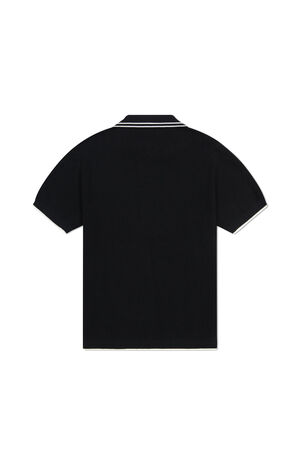Black Polo Collar Cardigan Shirt image number 2