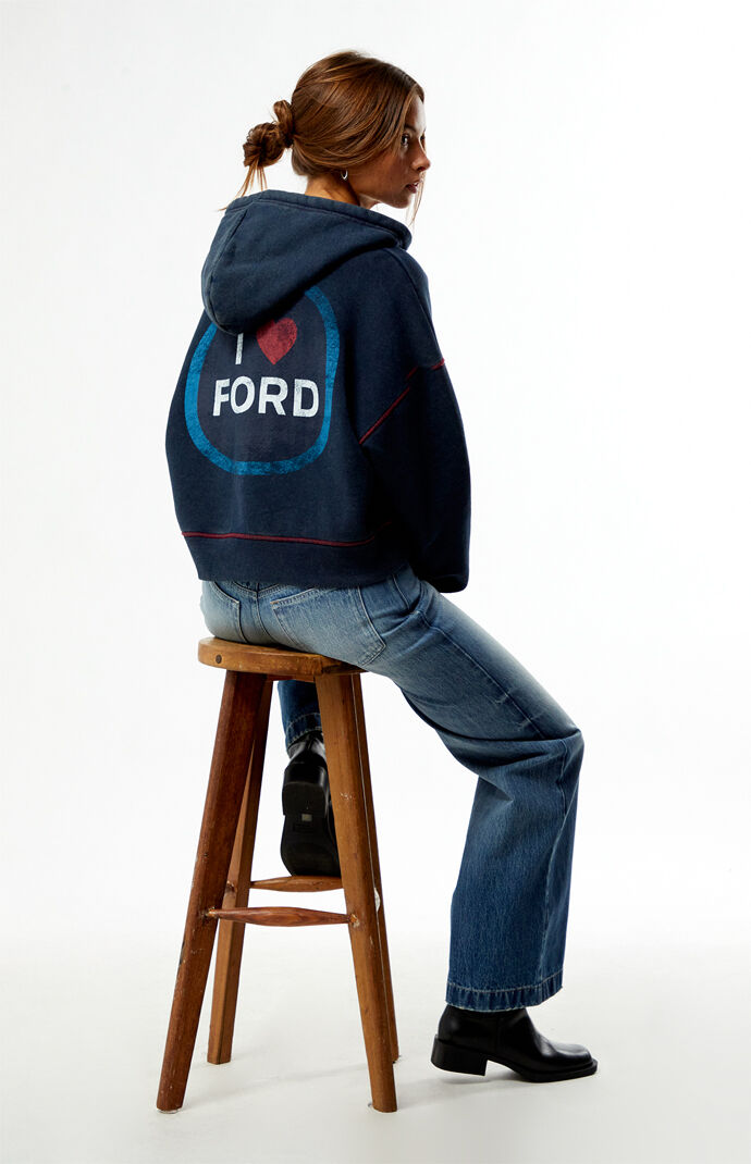 FORD I Love Ford Zip Up Cropped Hoodie | Pacsun