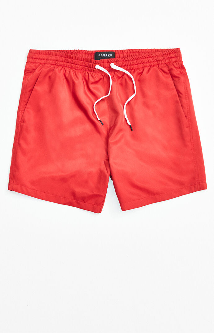 pacsun red nylon volley shorts