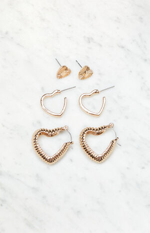 3 Pack Heart Earrings image number 1