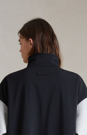 Women's Light Heather Grey Black Nylon Fleece Mock Neck Sweater Dress image number 5