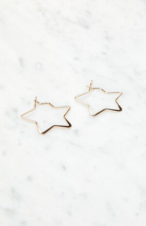 Mini Gold Star Hoop Earrings image number 2