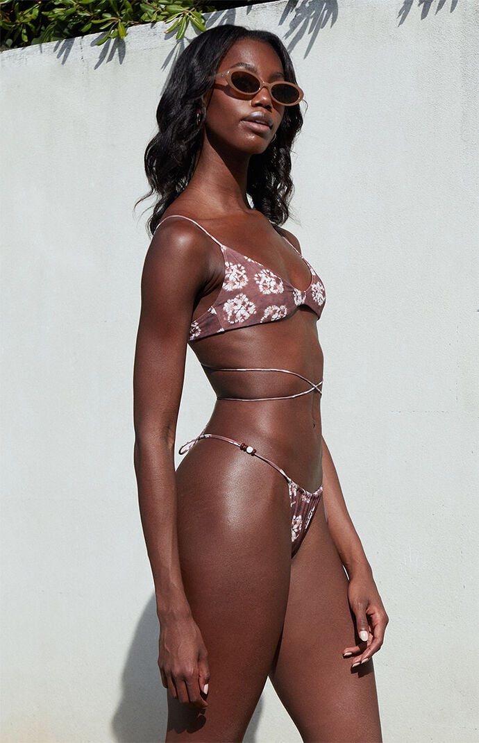 Stone Fox Brown & White Ines Bralette Bikini Top