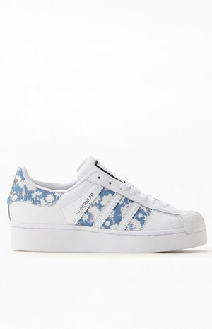 Women's Eco Blue & White Superstar Bold Sneakers image number 3