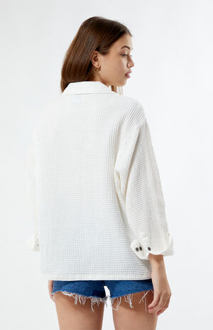 Camille Waffle Knit Button Down Shirt image number 3