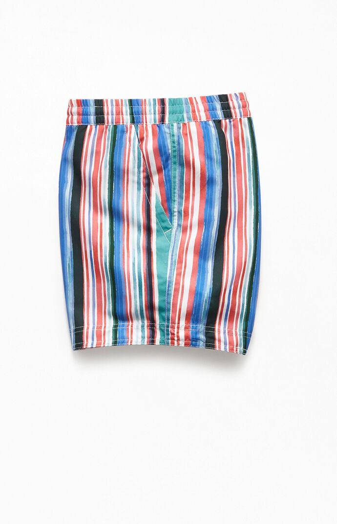 Multi-Color Striped 15" Swim Trunks