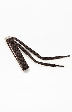 Black & Charcoal Checkered Shoelaces image number 1