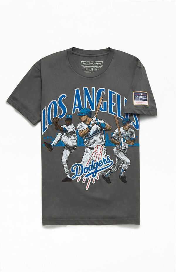 Mitchell & Ness Men's Los Angeles Dodgers Big Time T-Shirt in Gray - Size Medium