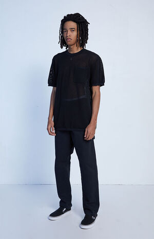 Black Open Mesh Knit Shirt image number 2