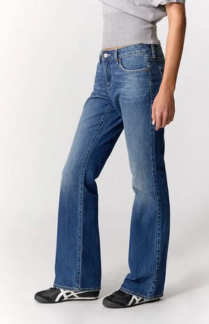 Jade Low Rise Bootcut Jeans Contrast Stitch Dark Blue image number 3