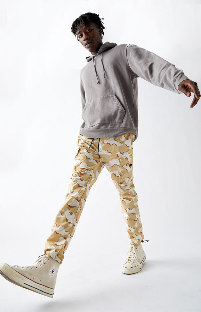 Utility Khaki Camo Nylon Slim Cargo Pants