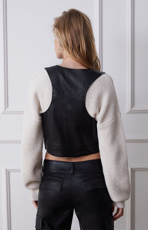 Faux Leather Slouchy Vest image number 4