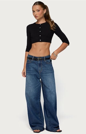 Gilba Button Up Knit Crop Top image number 4