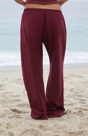 Burgundy Anastasia Linen Pants image number 4