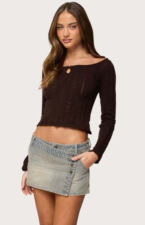 Khari Keyhole Pointelle Knit Top image number 2