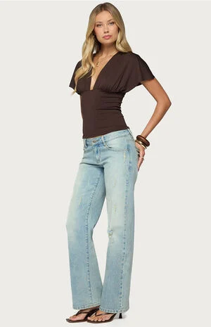 Flutter Plunging V Neck Top image number 4