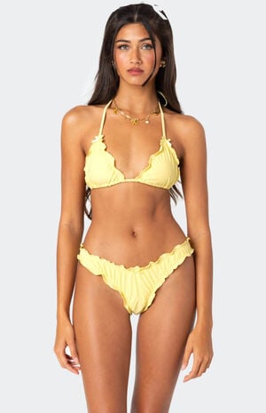Golden Ruffle Edge Triangle Bikini Top image number 1