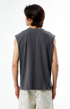 Black Cut Off Muscle T-Shirt image number 3