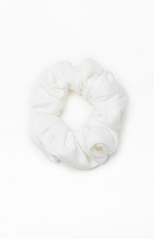 White Ribbed Hair Scrunchie