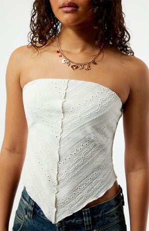 Lucia Eyelet Split Hem Tube Top image number 3