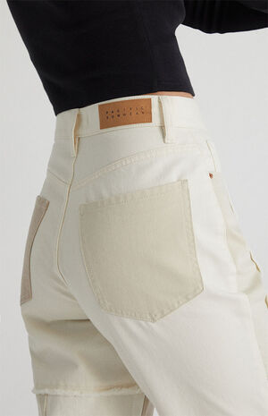 Eco Off White Patchwork Dad Jeans image number 5