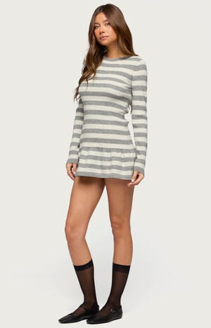 Caisyn Striped Ribbed Knit Mini Dress image number 1