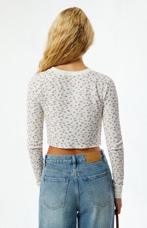 Shell Stitch Waffle Knit Long Sleeve Top image number 3