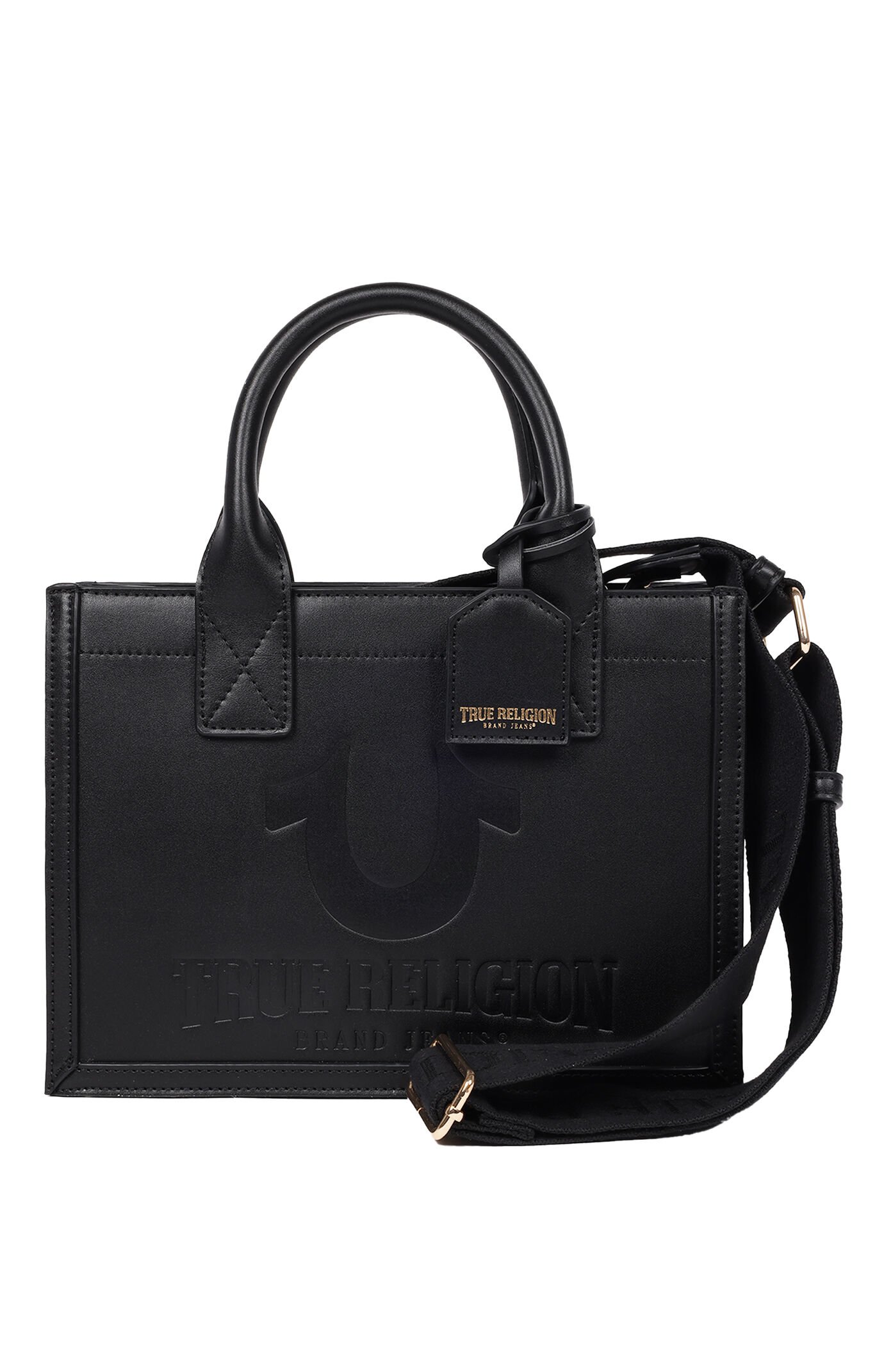 True Religion Debossed Logo Modern Tote Bag